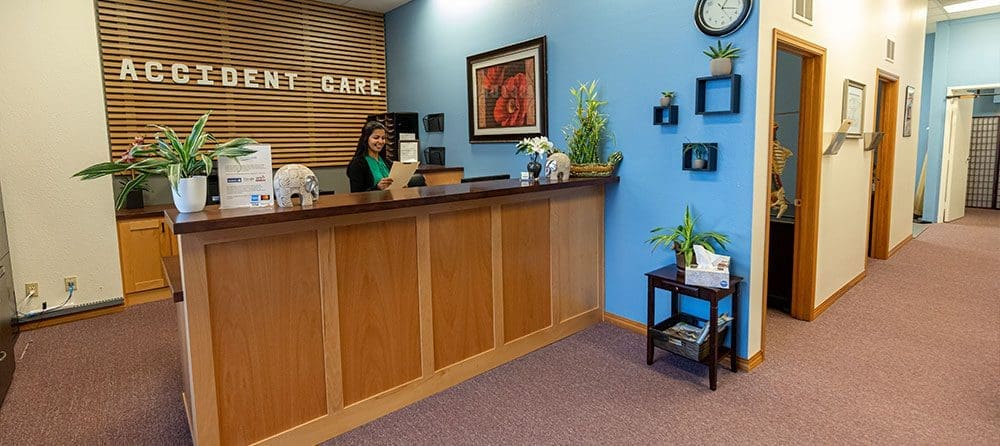 Beaverton Accident Care Chiropractic Clinic's reception lobby.