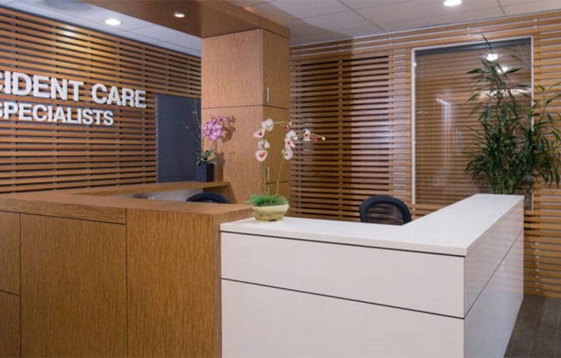 Chiropractic Clinic reception desk at the South East Portland clinic.