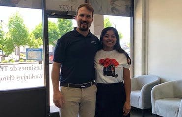 Auto injury recovery patient with Dr. Matt Fryauf, D.C.