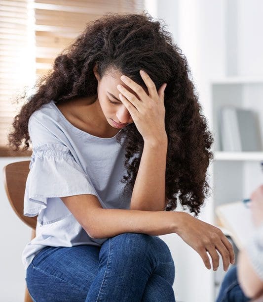 A woman experiencing post traumatic stress