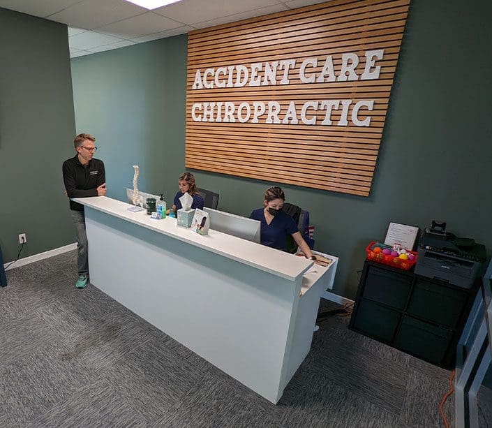 East Vancouver Chiropractor Clinic front desk and patient reception area.