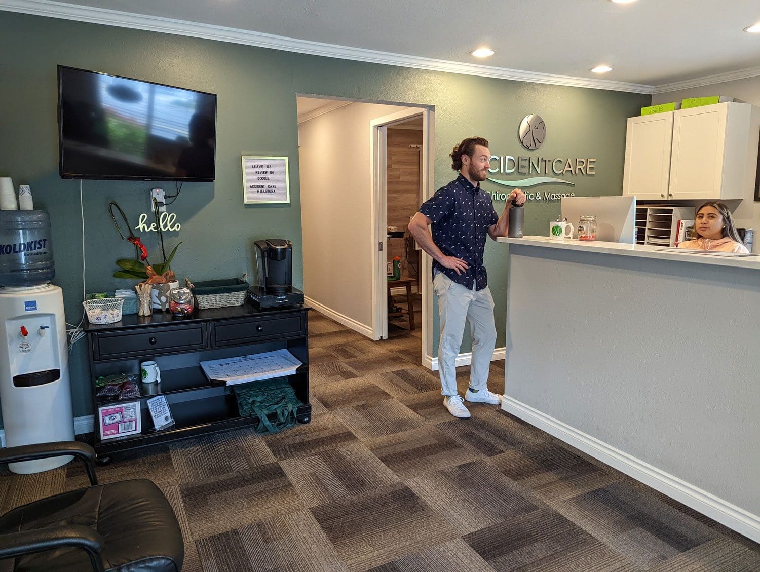 Hillsboro Accident Care Chiropractic & Massage Clinic front desk.