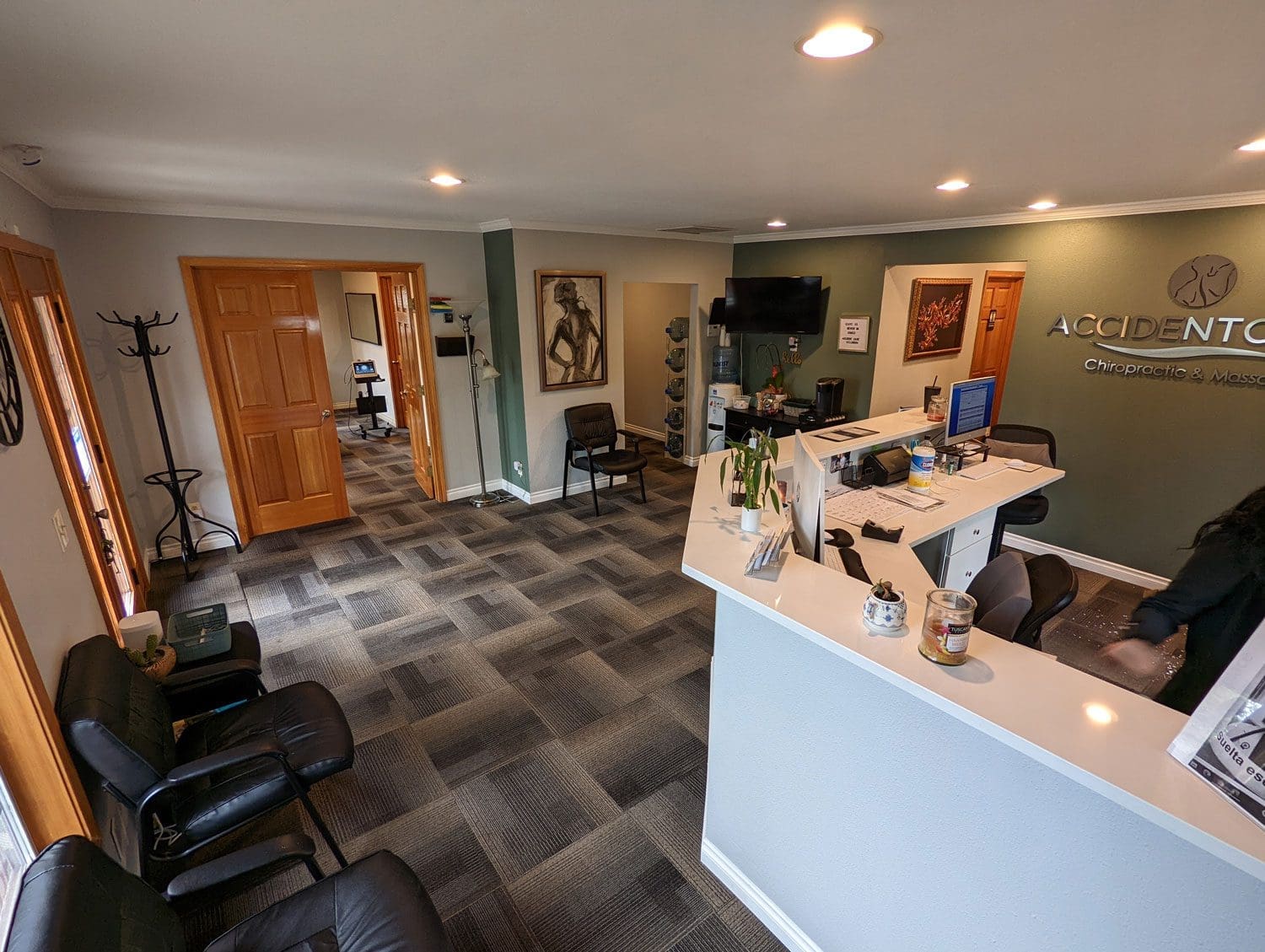 Hillsboro Accident Care Chiropractic & Massage front desk and reception area.