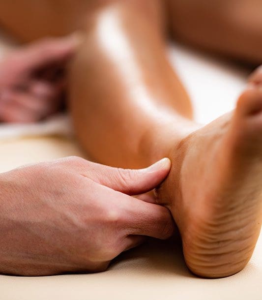 Close up of the human ankle.
