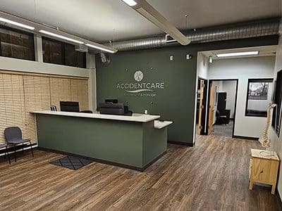North Portland Chiropractor Clinic front desk and waiting room area.