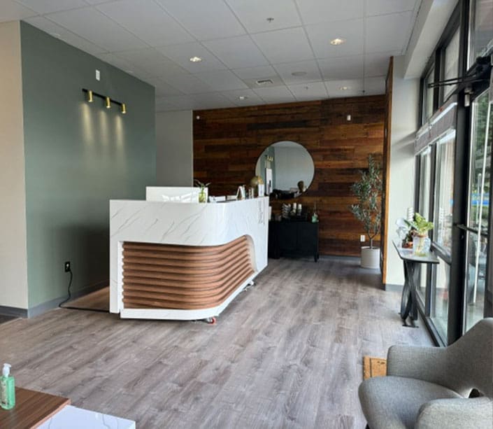 Puyallup clinic front desk patient reception area.